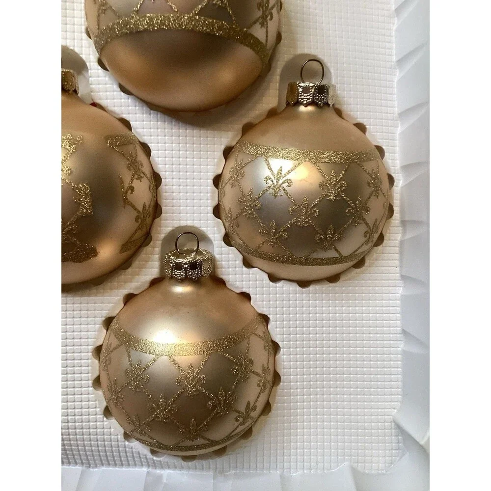 Victoria Collection Ranch USA Glass Golden Christmas Ornaments 4 Boxes 16 Balls